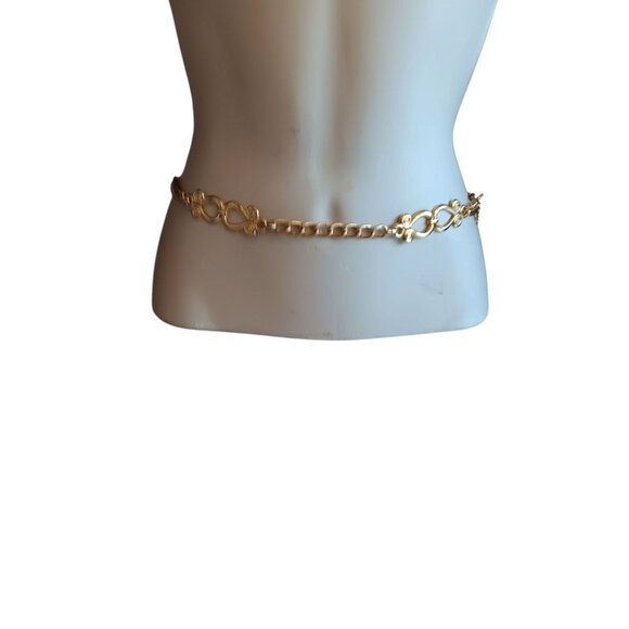 Belt Gold Tone Chain and Alternating Fish Link Waist Jewelry 40" Adjustable - Picture 5 of 8